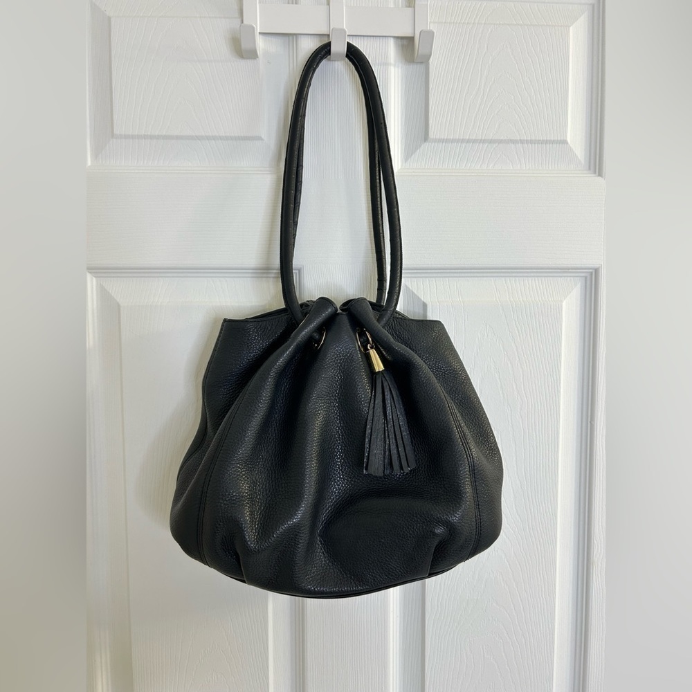 MICHAEL Michael Kors Black Pebbled Leather Medium East West Ring Tote Bag